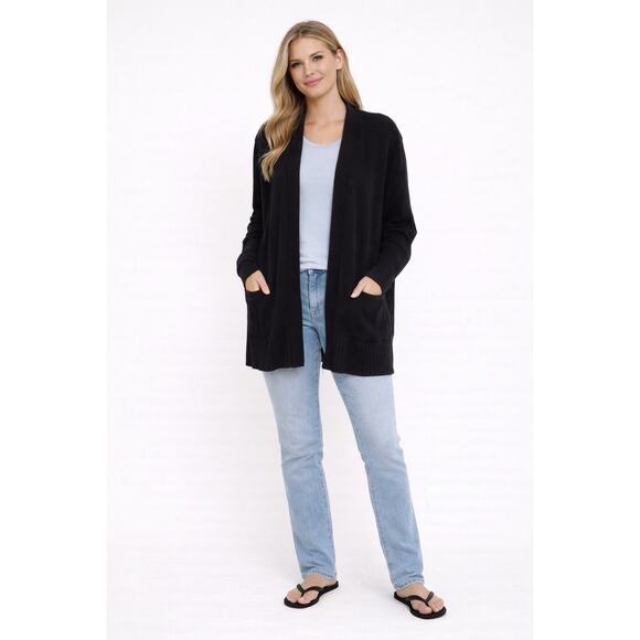 Nine West Sweaters - Nine West Black Rib Knit Open Cardigan Women L - A002